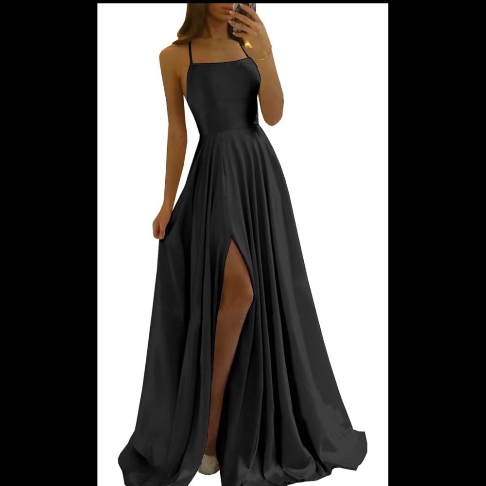 Black satin gown